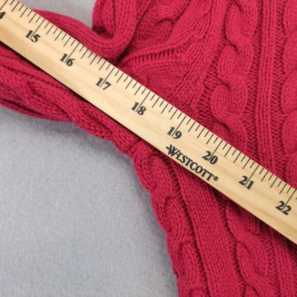 Croft & Barrow Red Cable Knit Sweater Women's S Button Mock Neck Classic Preppy - Picture 6 of 10